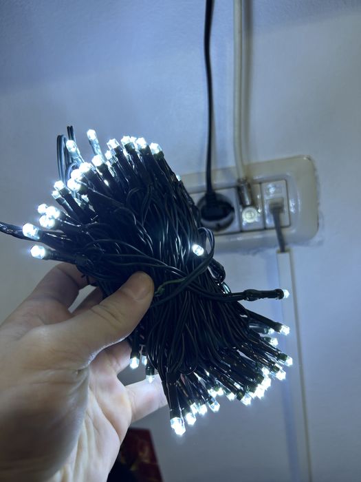 Instaltie de craciun 10m, luminite albe,mai multe moduri