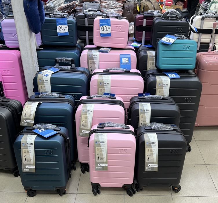 пътнически куфар+разширител 5см 5бр ABS удароустойчив 4 колела 360°