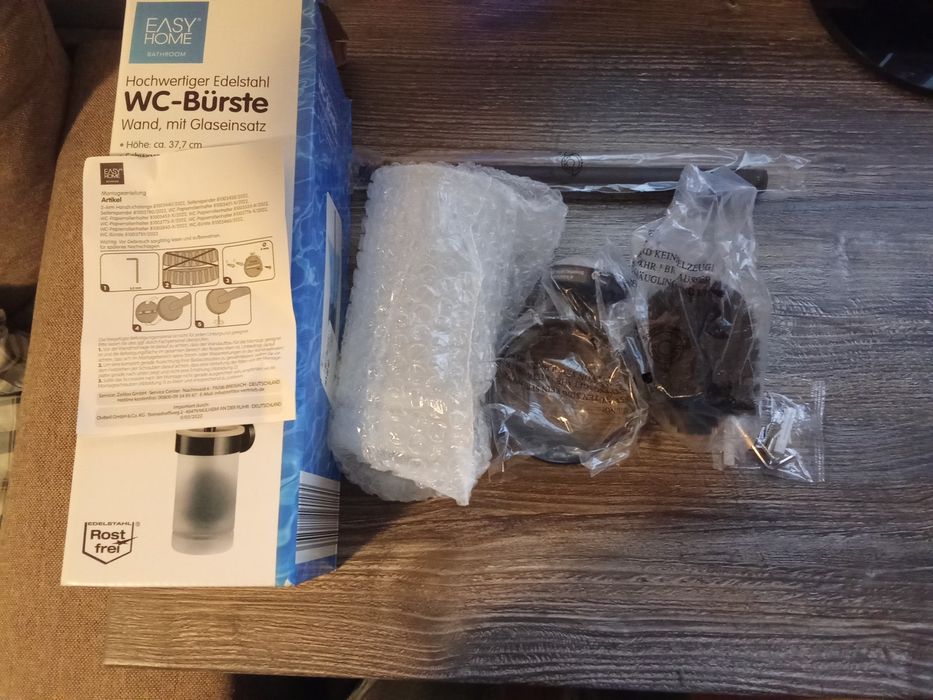 Perie wc , sticlă satinată+metal negru