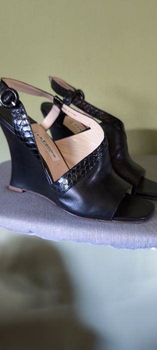 Sandale negre din piele La Fenice Venezia