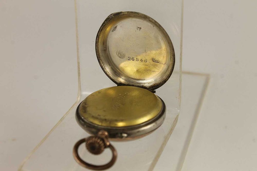 Сребро С Позлата Дамски Сребърен Джобен Часовник Цилиндър 19 Век