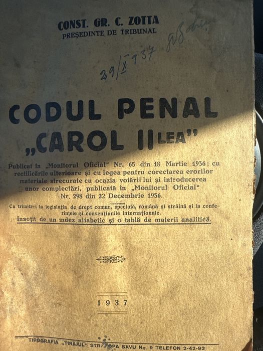Codul penal Carol II editie originala 1937