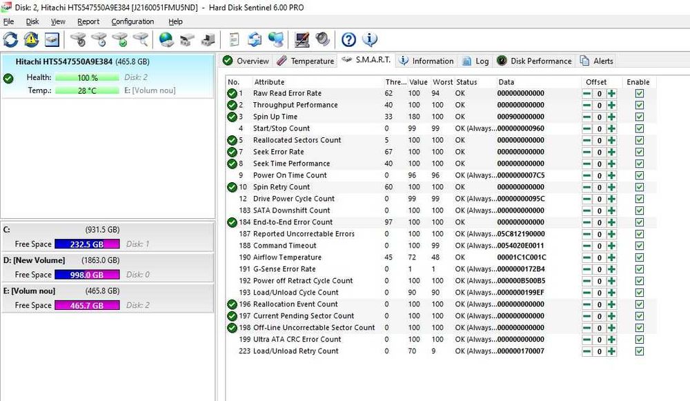 Hard disk Laptop 500GB Hitachi HTS547550A9E384, SATA II 8MB, 5400 rpm
