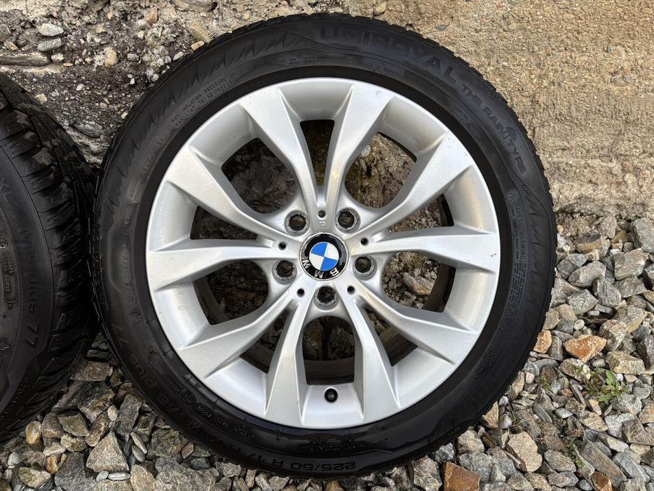 Roti: jante originale BMW X1 E84 style 318 7.5J ET34 + anvelope iarna 225 50 R17 XL