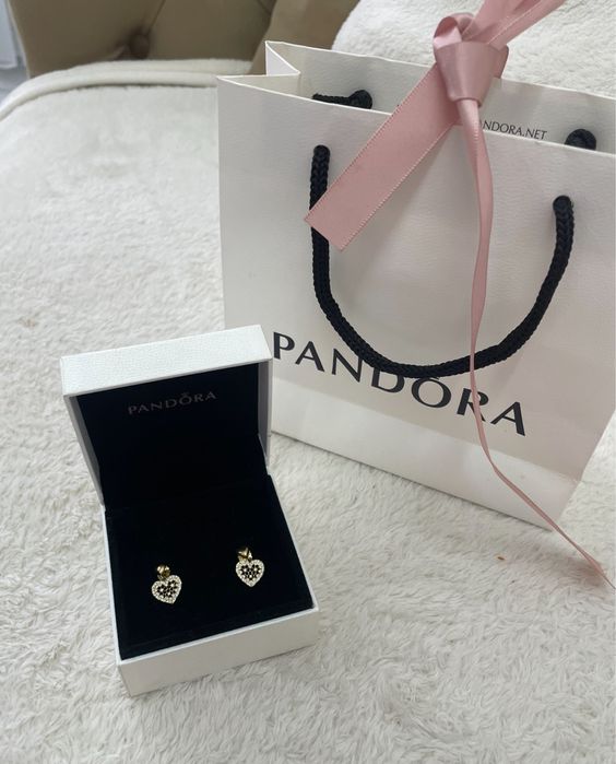 Cercei Pandora suflati cu aur