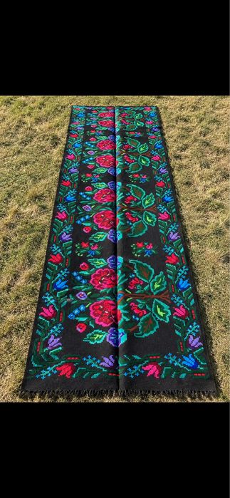 Scoarță tradițională veche din Bucovina, țesută manual, 5 m × 1,05 m Lana