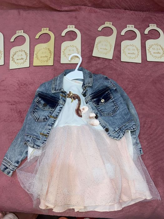 Set rochiță fetițe , 2 ani , mânecă lungă, geacă lebădă