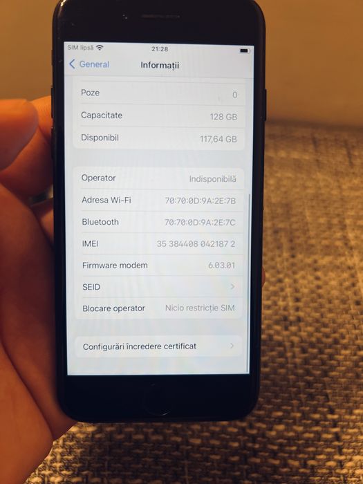 iPhone 7 Jet Black – 128 GB  87% baterie