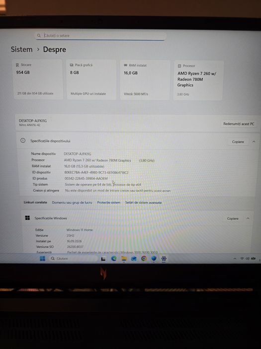 Laptop Gaming Acer Nitro V16 AI rtx 5070