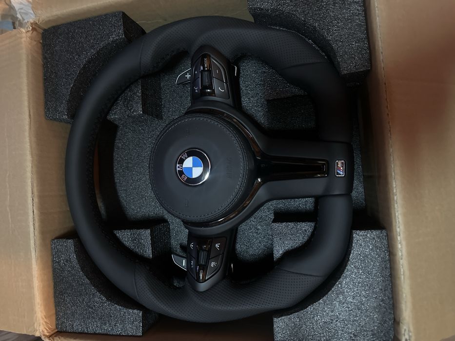 Volan BMW M tesit airbag piele trim negru, F15 F16 F20 F30 F32 F33
