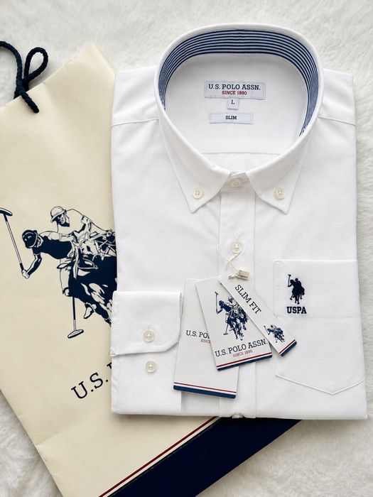Pachet 1+1 Camasa Polo U.S Assn. Marime L, alb, bleumarin, verde