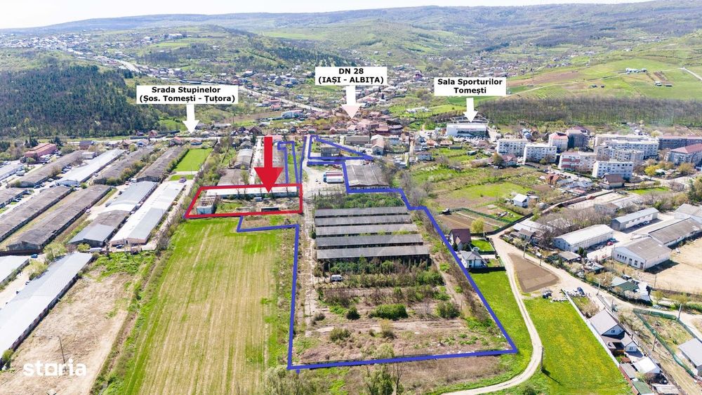 Teren Industrial 4,300mp și Hală 1000mp de Vânzare în Tomesti - Iași
