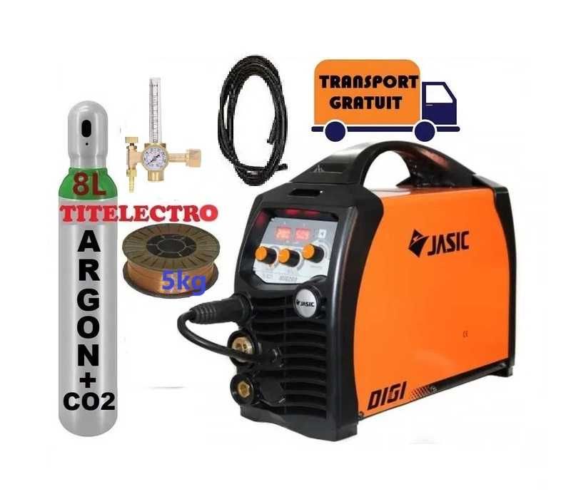 Aparat sudura MIG 200 Synergic N229 JASIC + butelie 8L argon CO2 plina + reductor + sarma