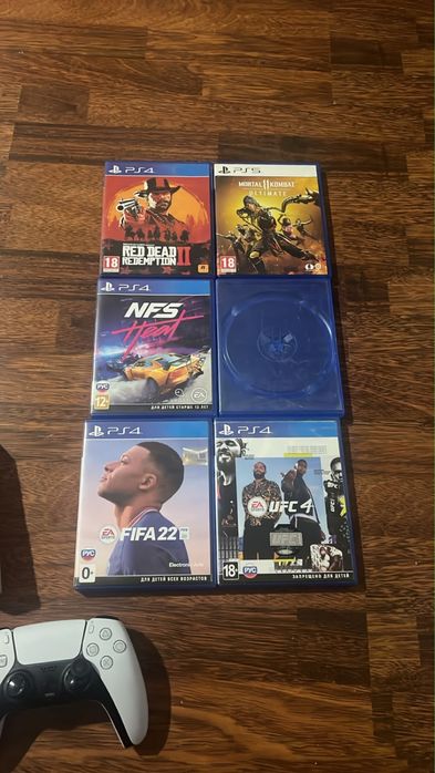 PS5 Диск + 6 игр (RDR2, MK11) + Ориг. Зарядка + Чек