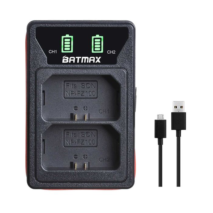 Set 2 acumulatori NP-FZ100 + incarcator Sony A6600 A7III A7IV A9 ZV‑E1