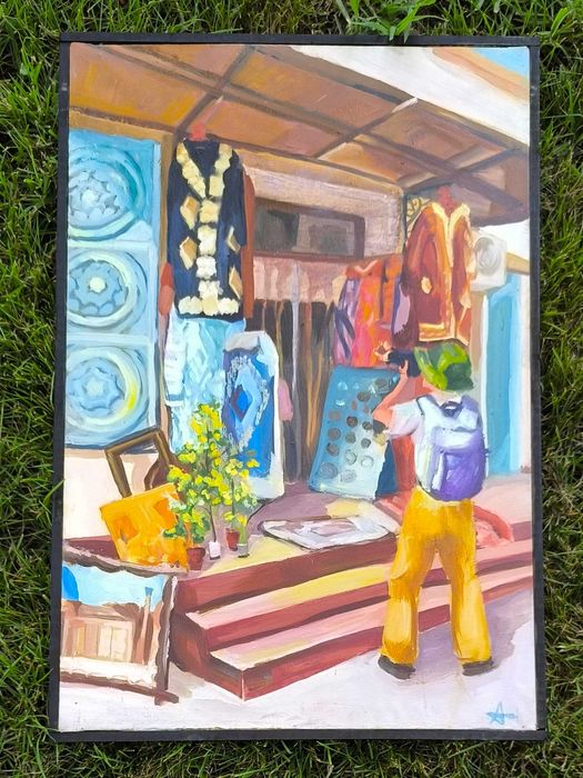 Картина маслом "На базаре"