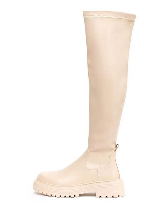 Сапоги ботфорты бежевые