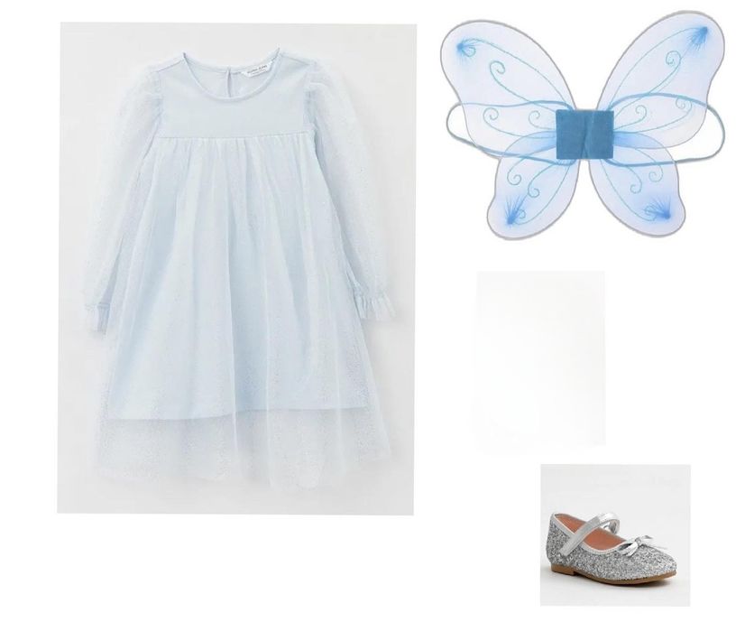 Новогодний образ для девочки: платье, туфли, крылья. Астана