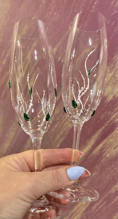 РАЗПРОДАЖБА!!! Рисувани сватбени ритуални чаши - 2бр