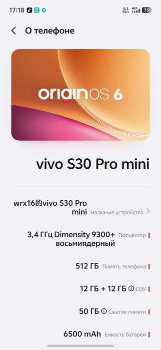 Vivo s30 pro mini 512/12+12