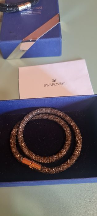 SWAROVSKI star dust , оригинални гривни#колиета, 2 броя - черна и кафя