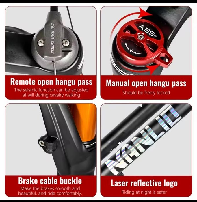 Furca pe aer bicicleta roti 26, gat drept,  cursă 120 blocaj pe ghidon, furca cu suspenie , furca MTB
