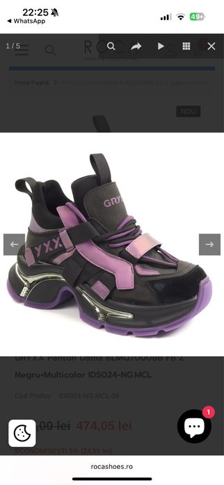 GRYXX Pantofi Dama Negru si Mov marimea 35