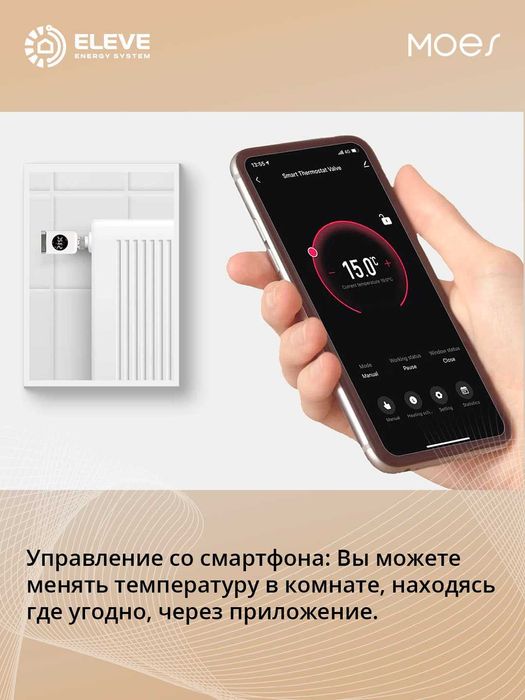Умный термостат для радиатора Moes Zigbee Wi-Fi  | ZTRV-S01-WH-MS