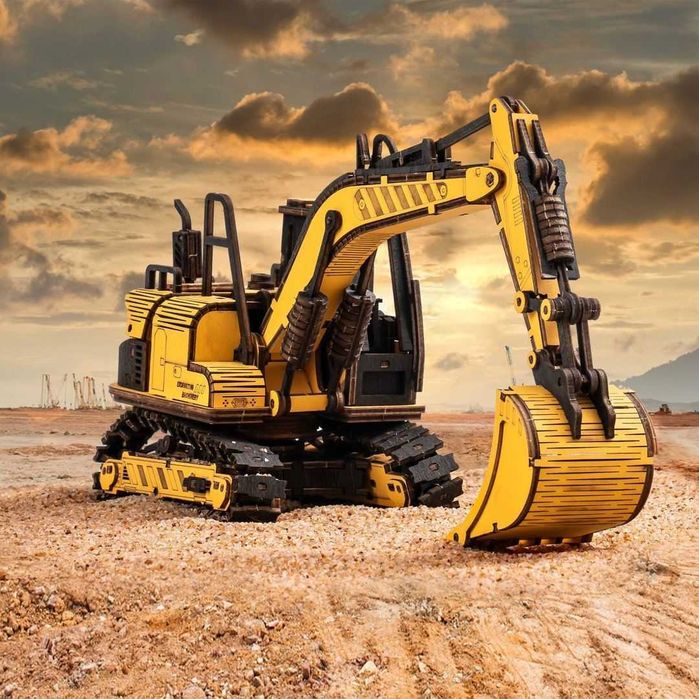 Puzzle 3D din lemn, Excavator, 395 piese
