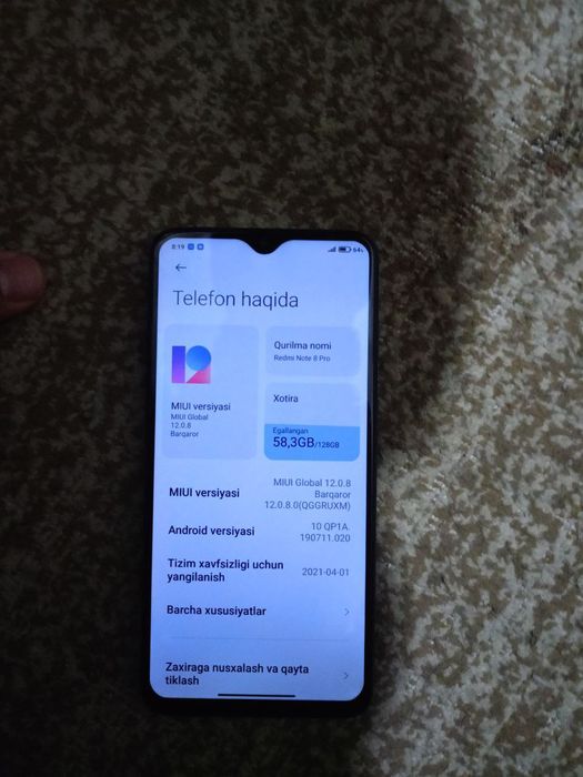 Redmi not 8 pro idial xolati