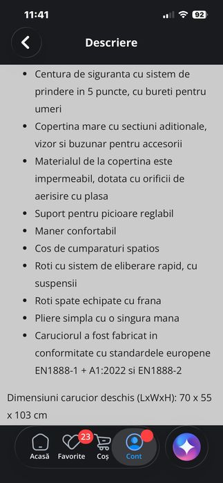 Carucior de vanzare