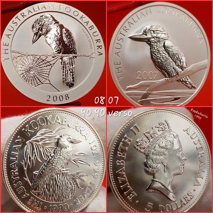 Perth Mint Kookaburra 1990-2026 toata monede lingou argint 999