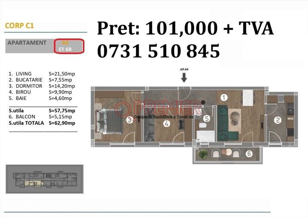 PROMO - 2 Camere Open-Space | Parcul Tudor Arghezi