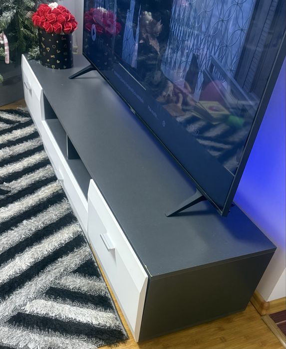 Comoda living alb cu gri antracit