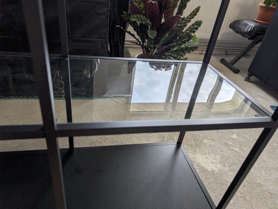 IKEA VITTSJÖ Etajeră 100×93 cm, negru-maro/sticlă