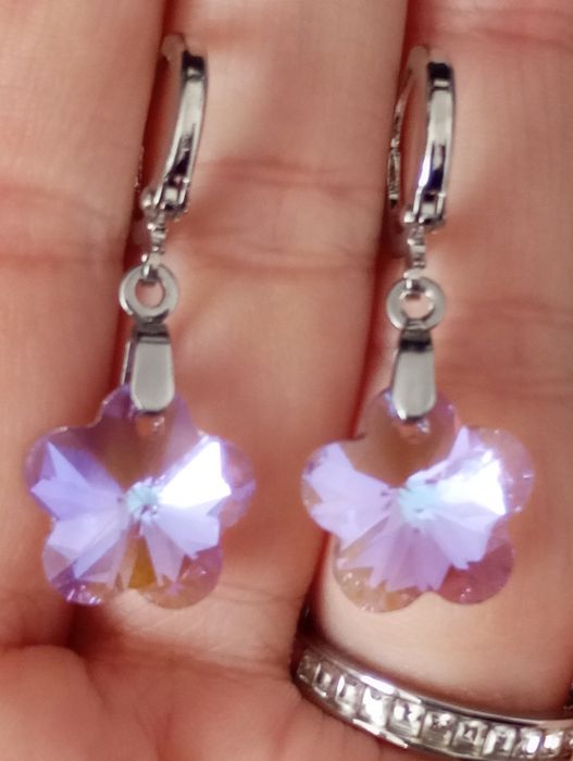 Cercei argint 925 cu Violete de cristal