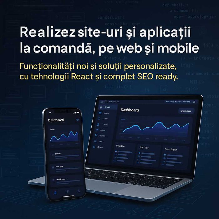 Realizez site-uri si aplicatii la comanda (site+ Panou Admin + SEO)