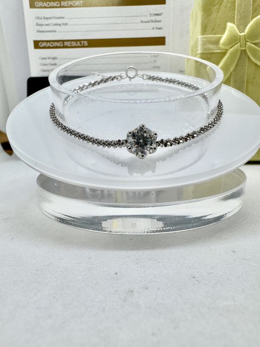 Сребърна гривна с мойсанит (Диамант) 1 карат