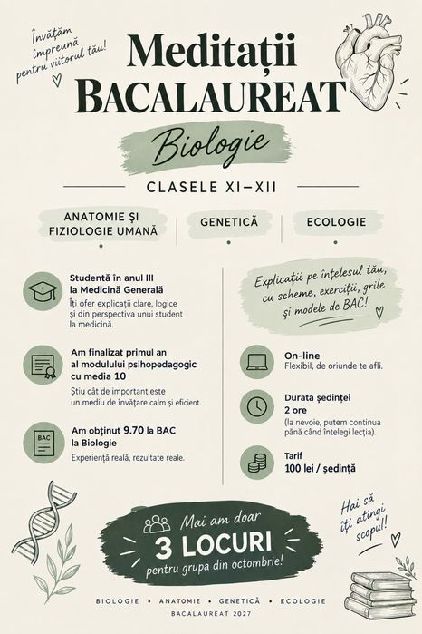 Meditații Biologie – Bacalaureat | Clasele XI–XII