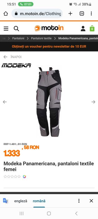 Pantaloni textili moto/touring all season Modeka Panamerica Lady, noi