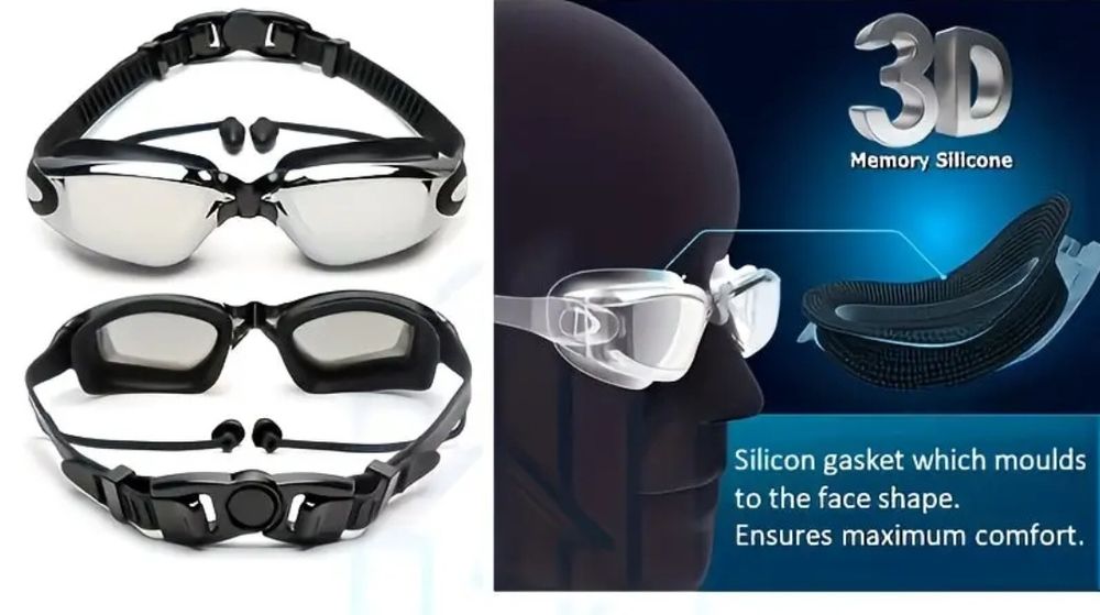 Ochelari de înot profesionali anti-aburire, cu dopuri de urechi atașat