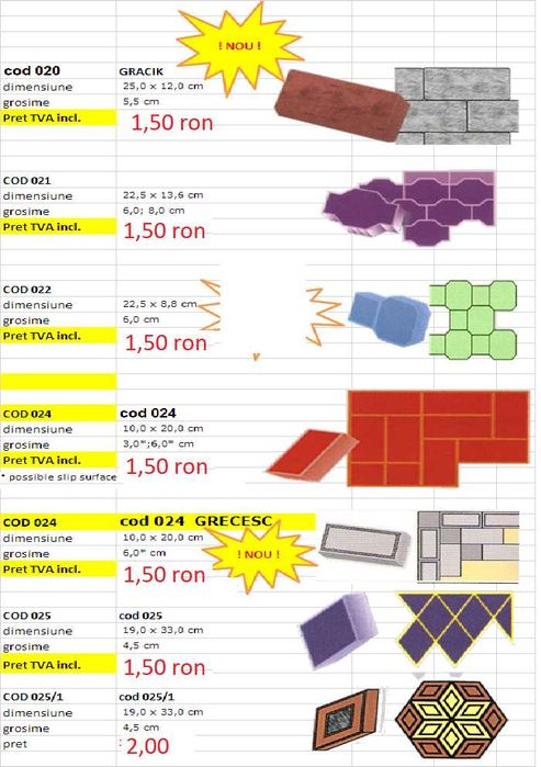 Forme,matrite pentru gard,pavele,dale,borduri,coame,DECOFROL, colorant