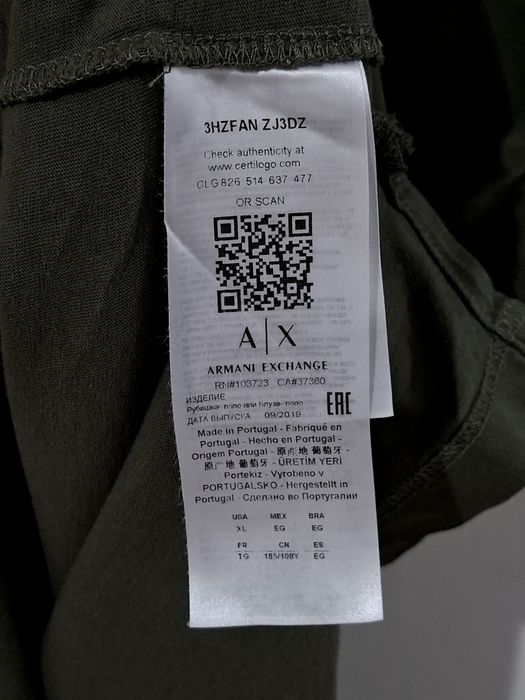 Tricou Polo Armani Exchange pentru bărbați, mărime XL, bumbac