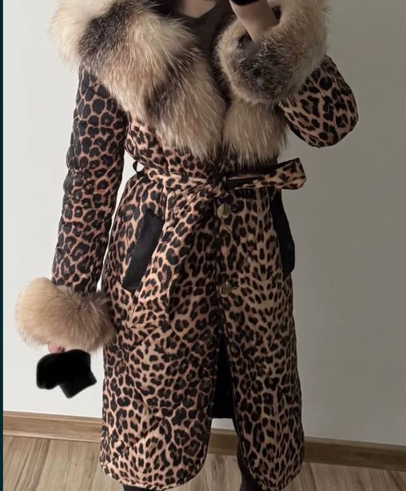 Geacă leopard cu blană naturală mărimea S