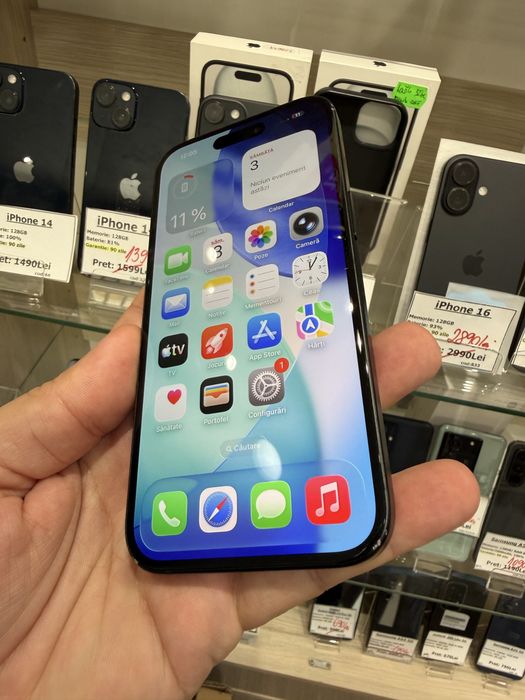 Telefon iphone 15 black 128gb baterie 100%