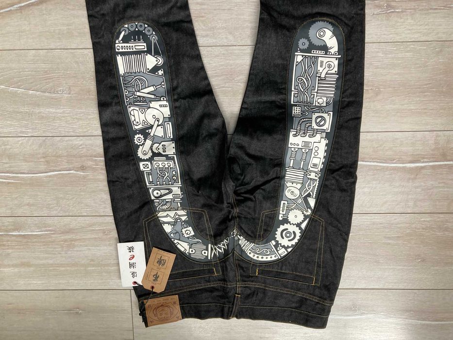 Нови Evisu мъжки черни дънки размер W36 L34