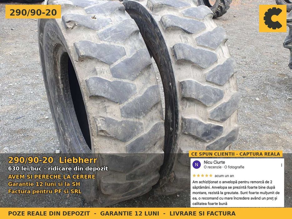 Anvelope Cauciucuri 290/90-20 290/90 20 290/90R20 290 90 20 2909020 Liebherr Incarcator Buldo si Industrial SH Second Hand GARANTIE Factura Stoc Real