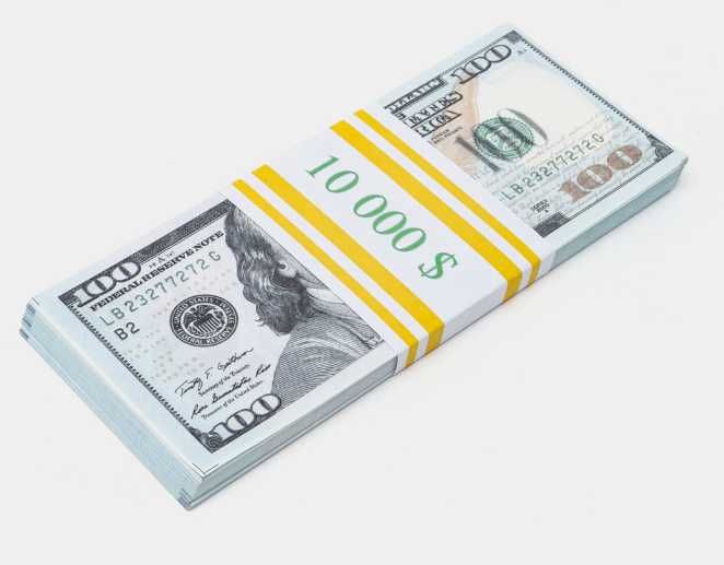 Сувенирная пачка фальшивых купюр долларов, 100 USD
