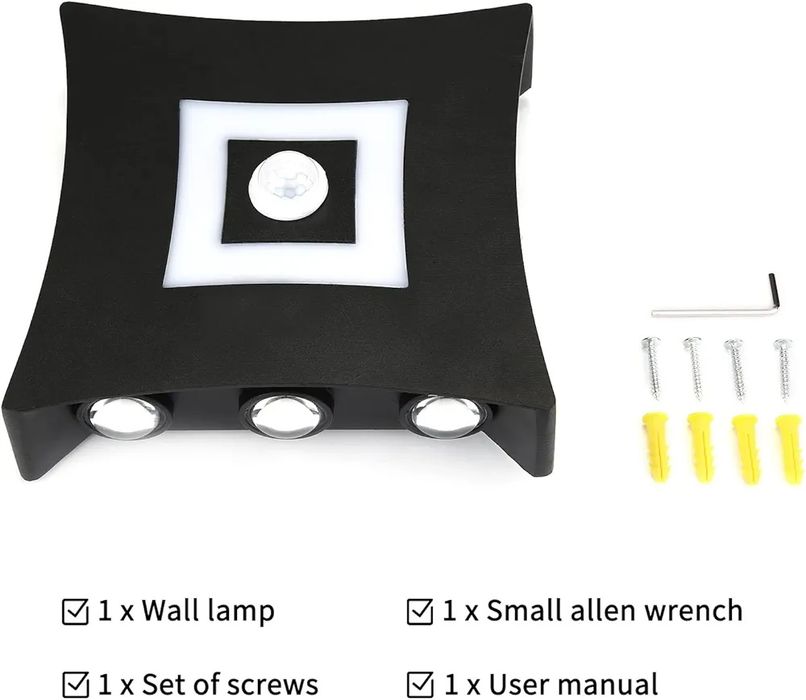 ENCOFT LED Outdoor Light with Motion Sensor 18 W Outdoor Lamp Black