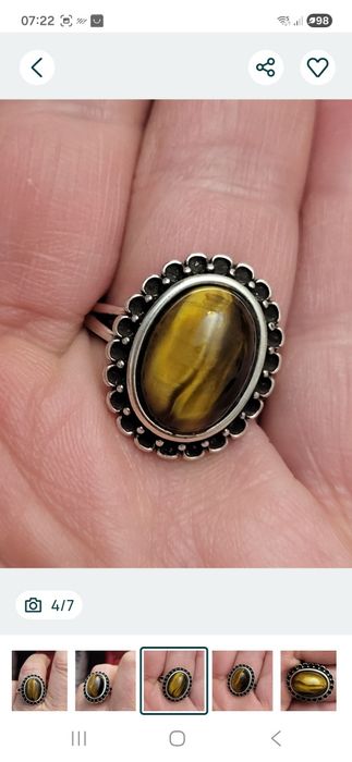 Inel argint piatră naturală ochi de tigru, Nr.7-17.3 mm si nr.8-18.1 mm